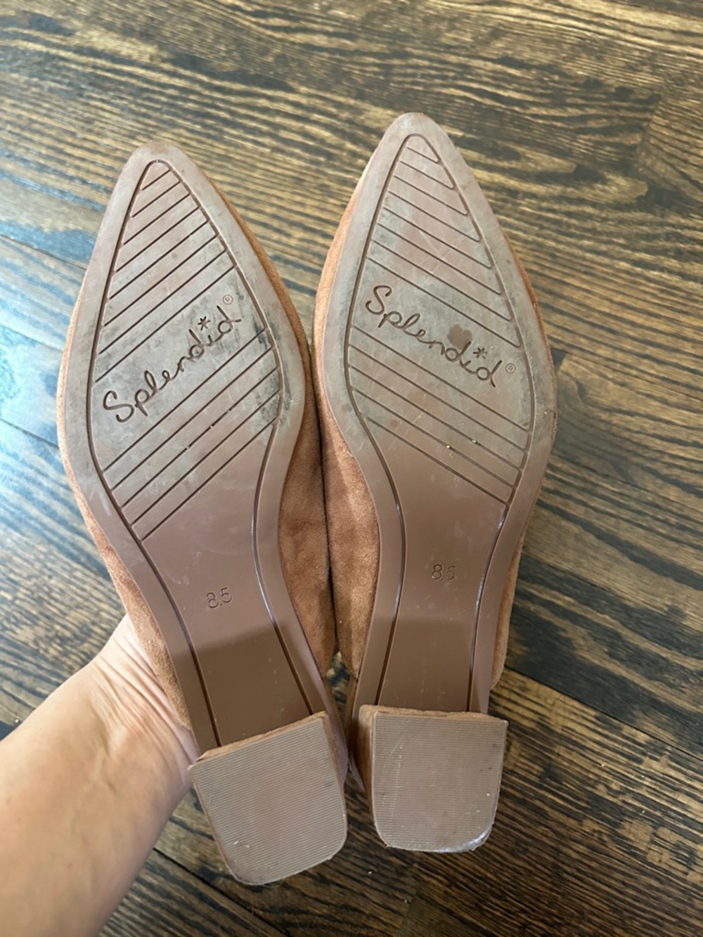 Splendid Pointed-Toe Suede Slip-On Mules in Tan - Picture 2 of 4